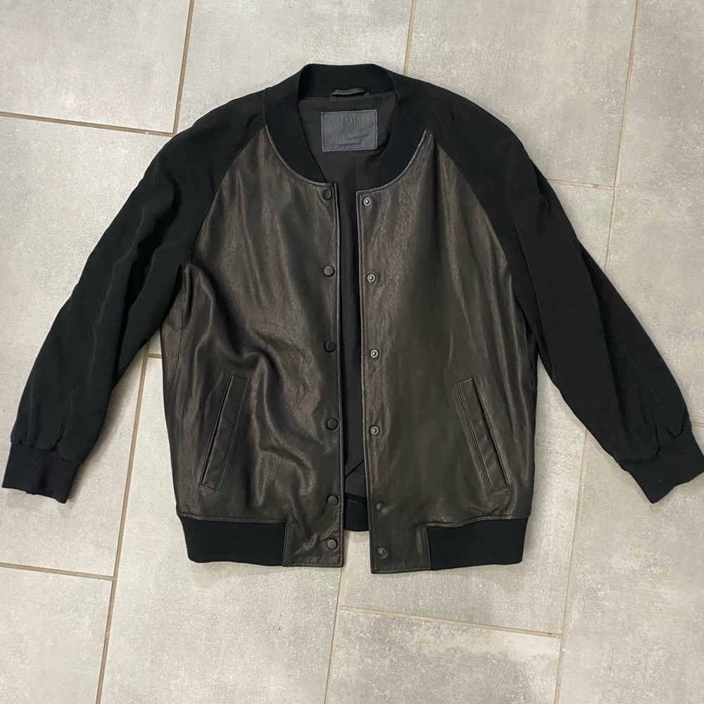 All Saints Leather bomber jacket size 8
